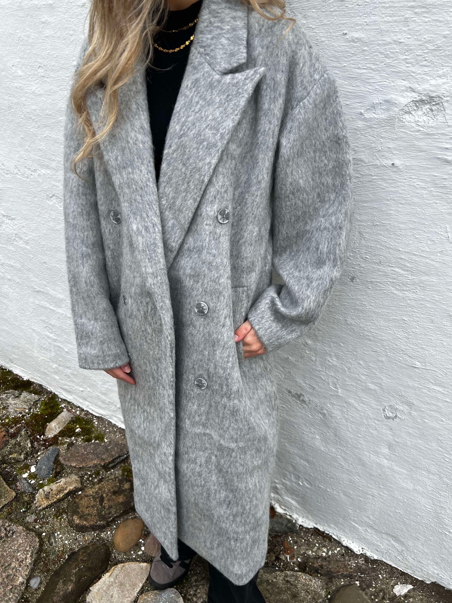 OBJBELICE Coat - Light Grey Melange